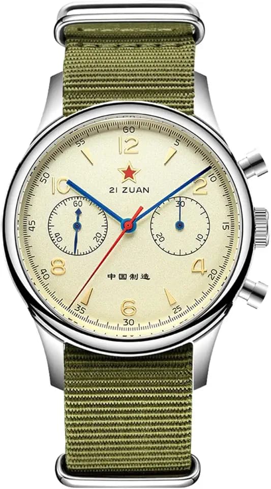 SEAKOSS 1963 Pilot Chronograph Watch for Men, Original Seagull ST1901 Manual Wind Mechanical Movement, Vintage Military Wristwatch