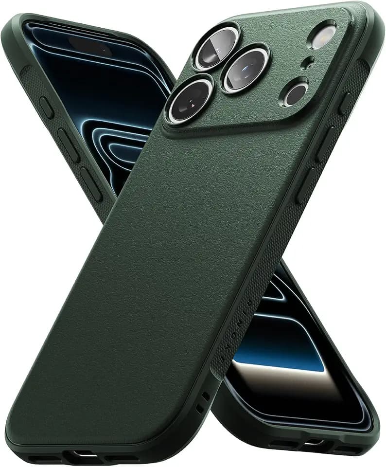Ringke Onyx for iPhone 17 Pro Max Case, [Feels Good in The Hand] Oil & Dirt Resistant, Individual Lens Covers for Cameras, Non-Slip Enhanced Grip Lightweight Cover - Dark Green