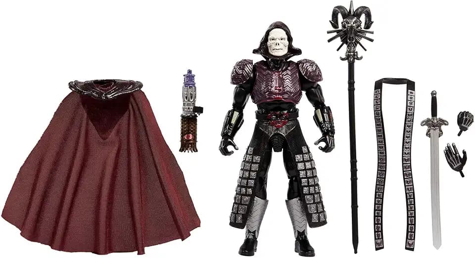 MASTERS OF THE UNIVERSE Masterverse Skeletor Actionfigur - 30 bewegliche Gelenke, 2 Köpfe, 2 Paar Hände, Schwert, Havoc Staff, kosmischer Schlüssel, für Sammler ab 6 Jahren, HLB56