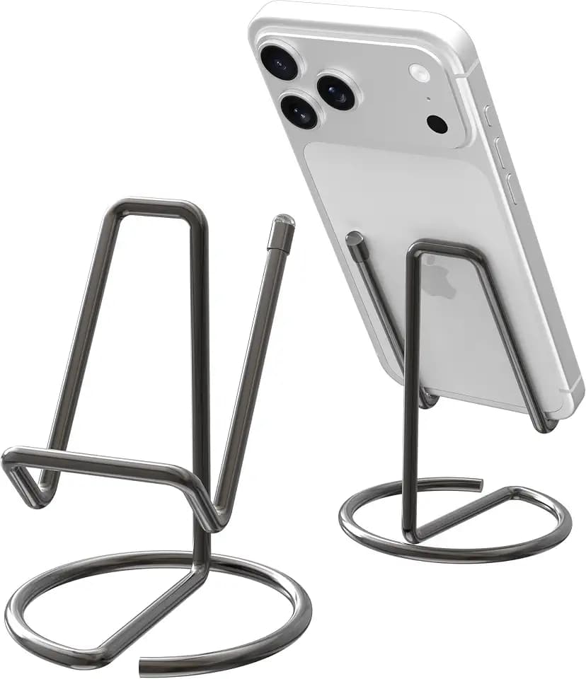 Metal Cell Phone Stand for Desk, Cute One-Piece Phone Holder, Stable Desktop Display Dock for iPhone, iPad, Samsung, Tablets & All Mobile Phones, Gray