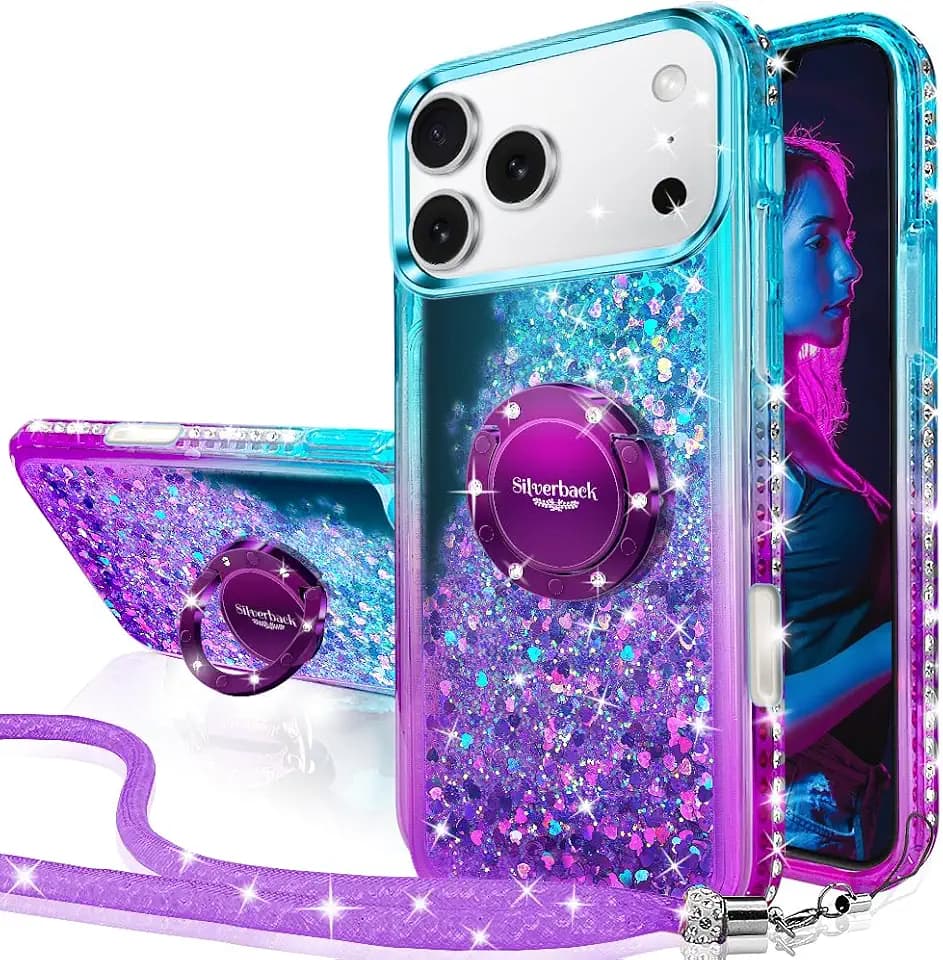 Silverback for iPhone 17 Pro Max Case with Ring Stand, Purple