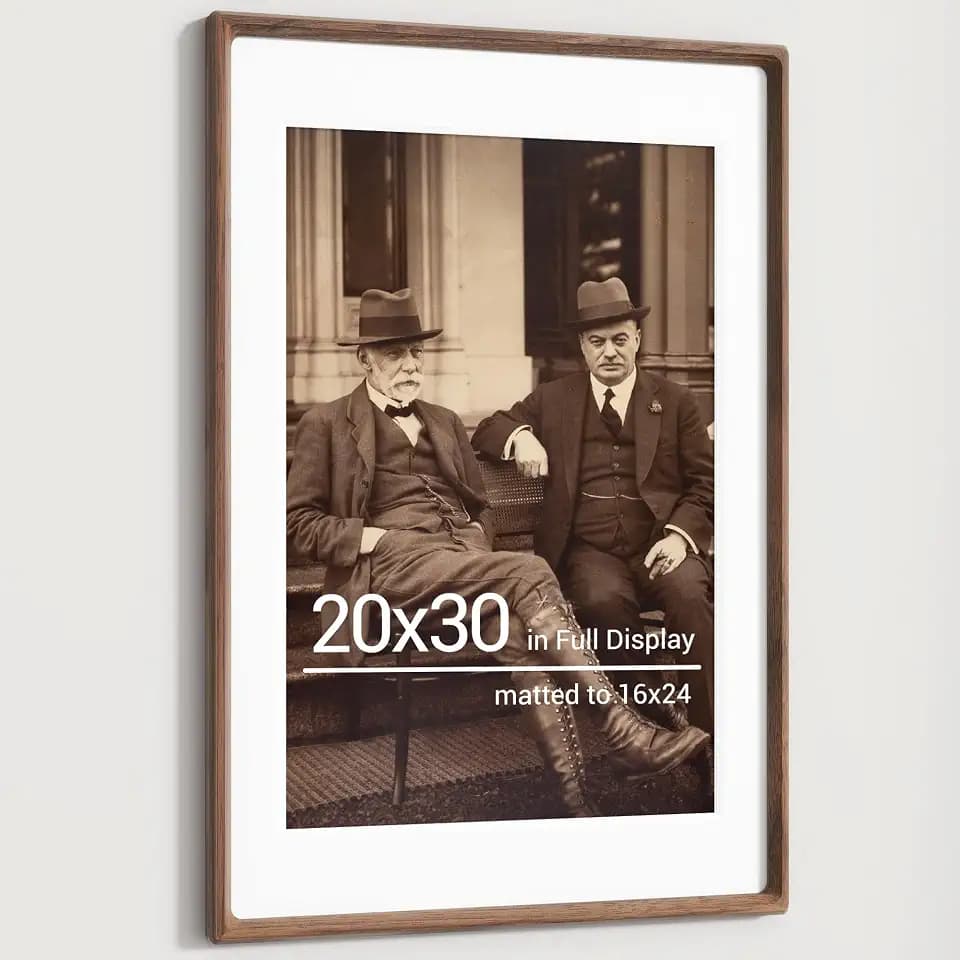 Heimlove 20x30 Picture Frames Natural Walnut,Original Wood Hand Make Crafted Poster Frame with Mat to 16x24 Graduation Picture Display,Family Picture,Wedding Picture,Photo,Document Wall Decoration