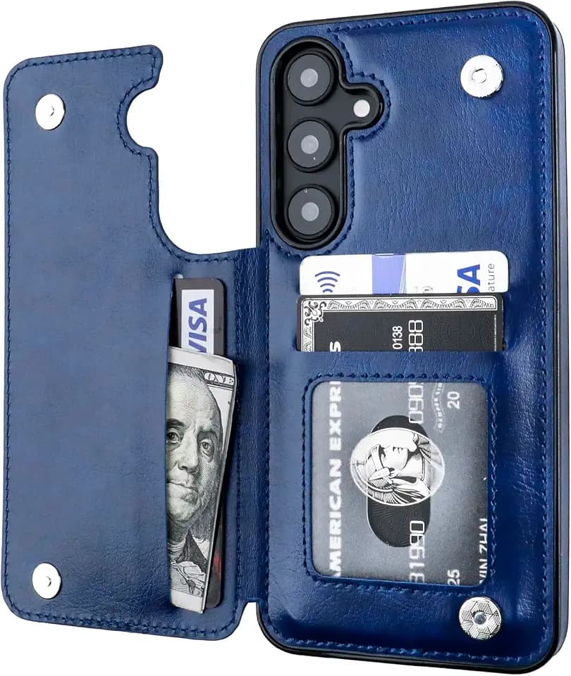 ONETOP for Samsung Galaxy S25 Plus Wallet Case with Card Holder,Blue