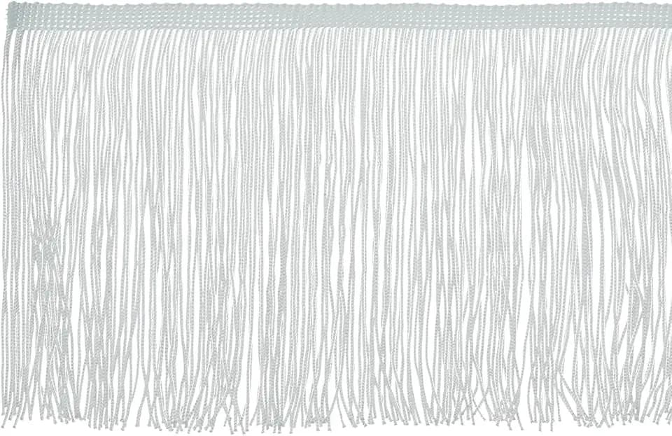 PATIKIL 15cm x 9m Fransenborte, Seide Fransen Geschnitten, Fransenband Dekoband für DIY Basteln Apparel Kleidung Kostüme Dekoration Tanzfransen zum Nähen (Silber)