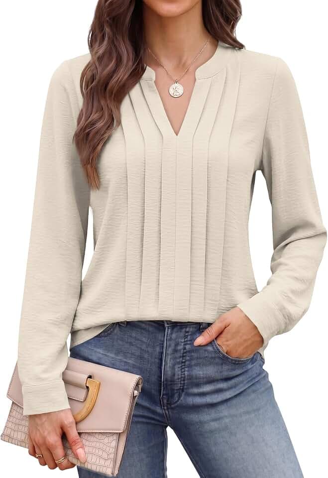 Cuptacc Bluse Damen Elegant V-Ausschnitt Oberteile Chiffon Business Outfit