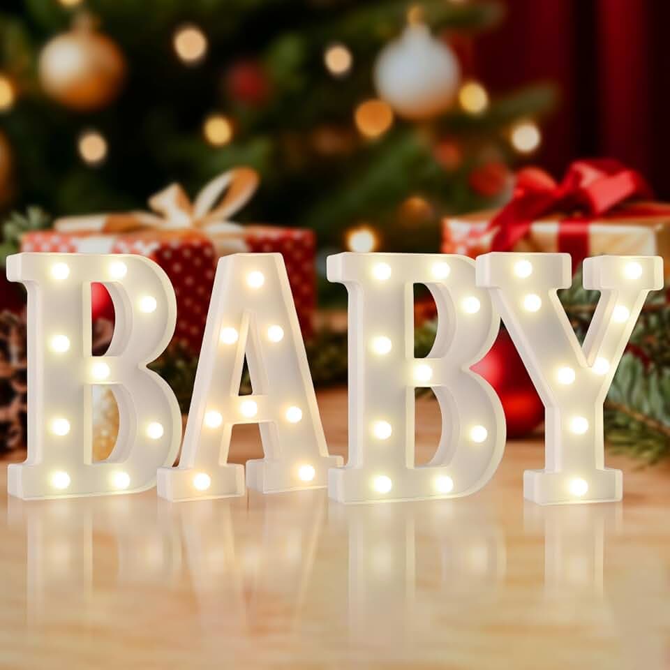 Baby LED Marquee Letter Lights, Warm White Light Up Sign for Baby