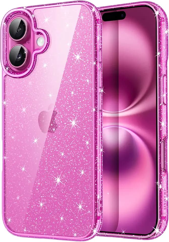 JETech Glitter Case for iPhone 16, Pink