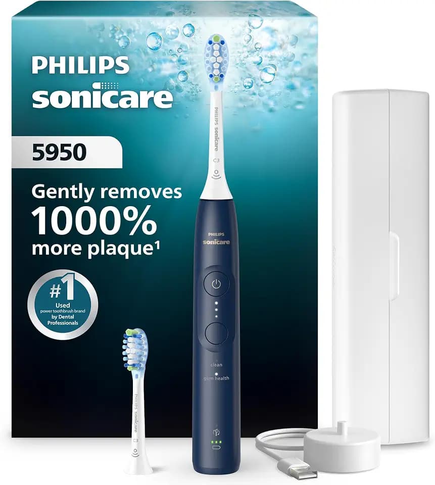 Philips Sonicare 5950 Rechargeable Electric Toothbrush, 2 Brush Heads, Navy