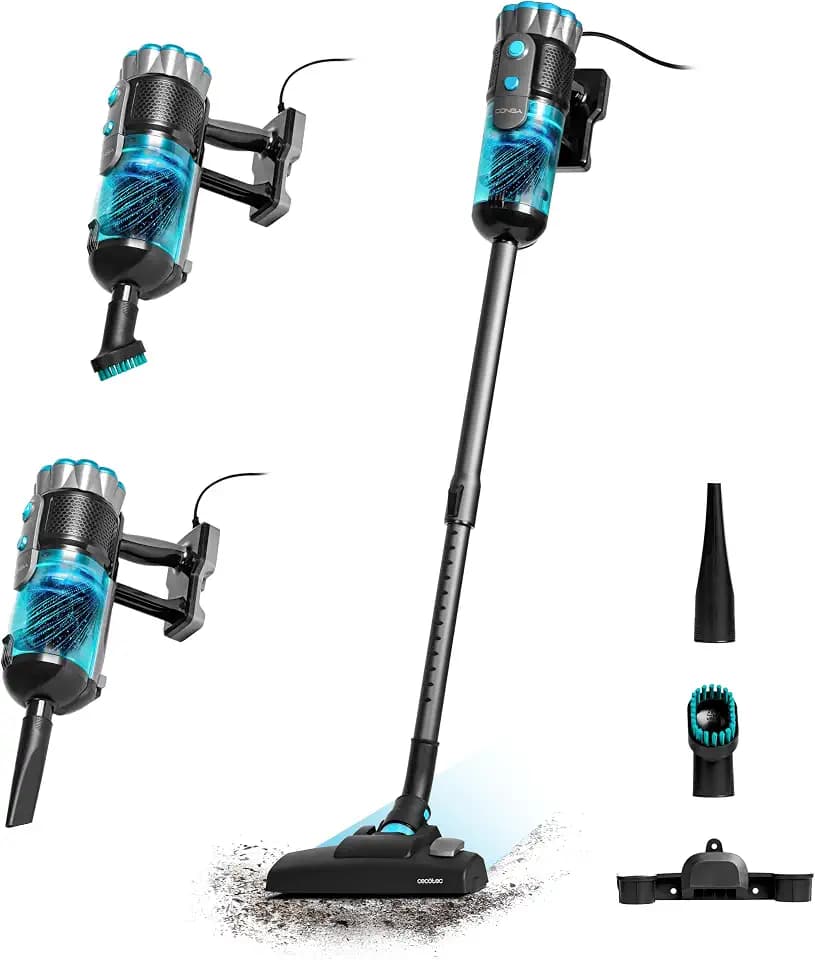 Cecotec Staubsauger mit Conga Popstar 600 Vital, 600 W, Zyklon-Technologie ohne Beutel, Leistung 18 kPa, Behälter 500 ml, leicht zu extrahieren, Kopf 360°, Aktionsradius 6 m, 2 Zubehörteile.