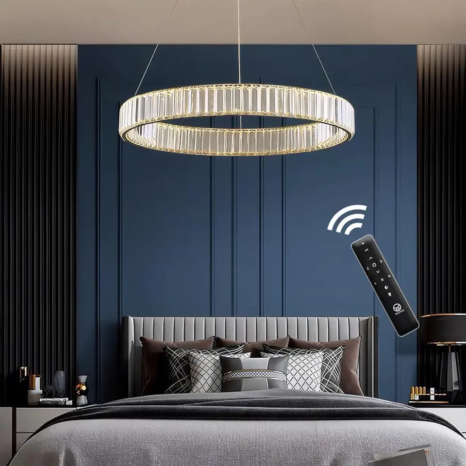 20in Modern Crystal Chandeliers with Remote Control, 3000-6000K