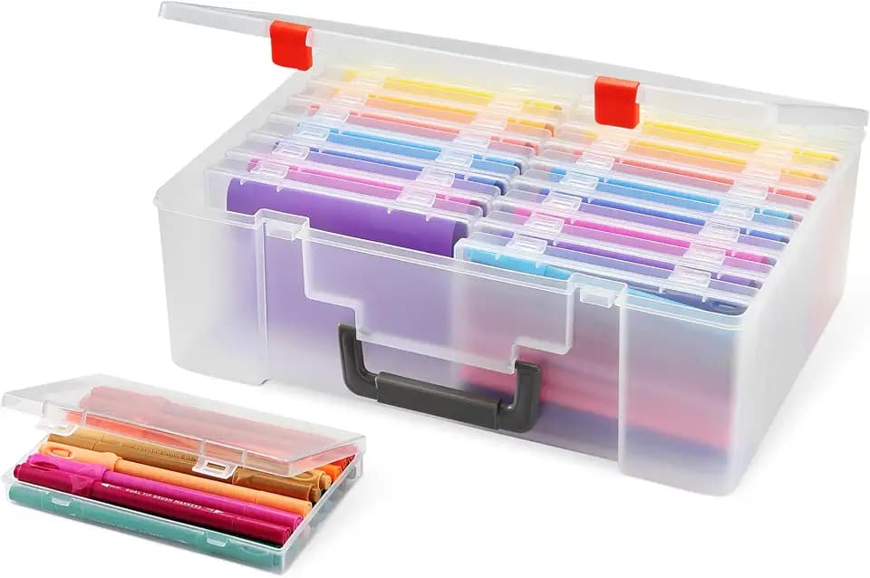 Amazon Basics 4" x 6" Photo Storage Case and Craft Organizer with 16 Inner Cases