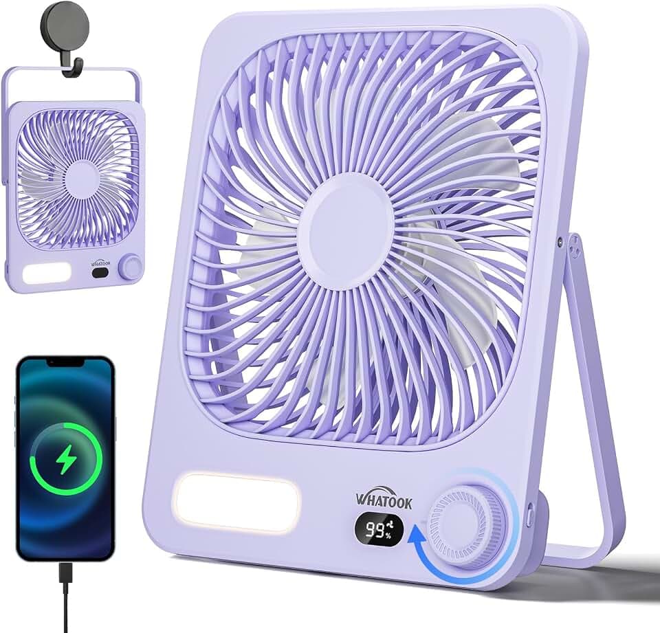 WHATOOK Akku Ventilator 10000mAh,40H Tischventilator Leise,100 Stufen