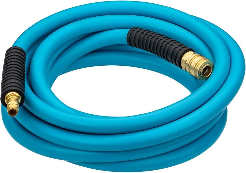 HAZET Druckluftschlauch 9040N-1010, 10 m Länge, 10 mm Durchmesser, mit Schnellkupplung und Anschlussnippel, beidseitiger Knickschutz, Berstdruck 60 bar, in HAZET Hellblau