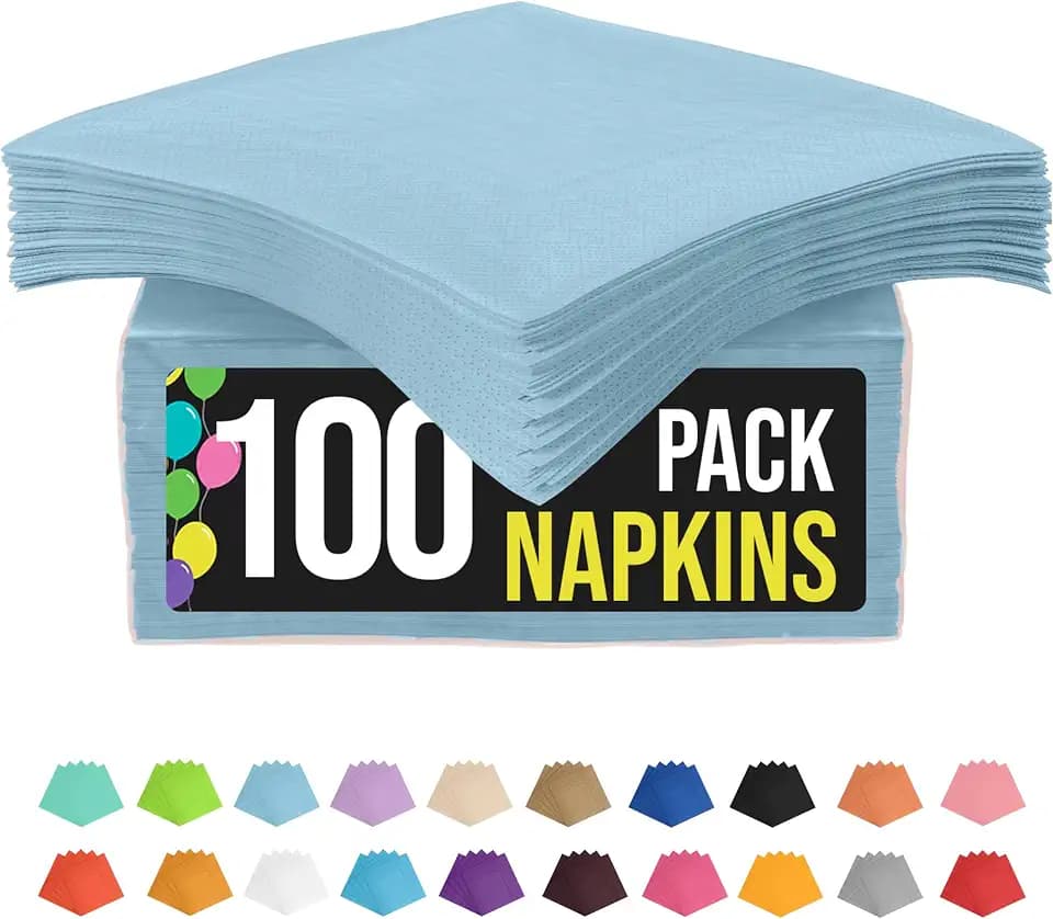 Party Solids Light Blue Napkins Disposable Everyday 100 Pcs 2 Ply Light Blue Dinner Napkins Bulk For Parties & Party Supplies