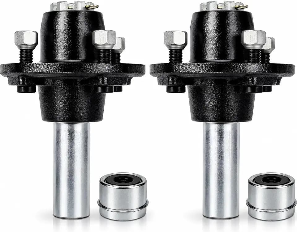Trailer Idler Hub Kit 2000 lbs with 4 on 4" Trailer Hub & 1" Round BT8 Spindle Two hubs,Trailer Axle Kits 4 Lug Include L44643 Bearings Kit,2 Sets