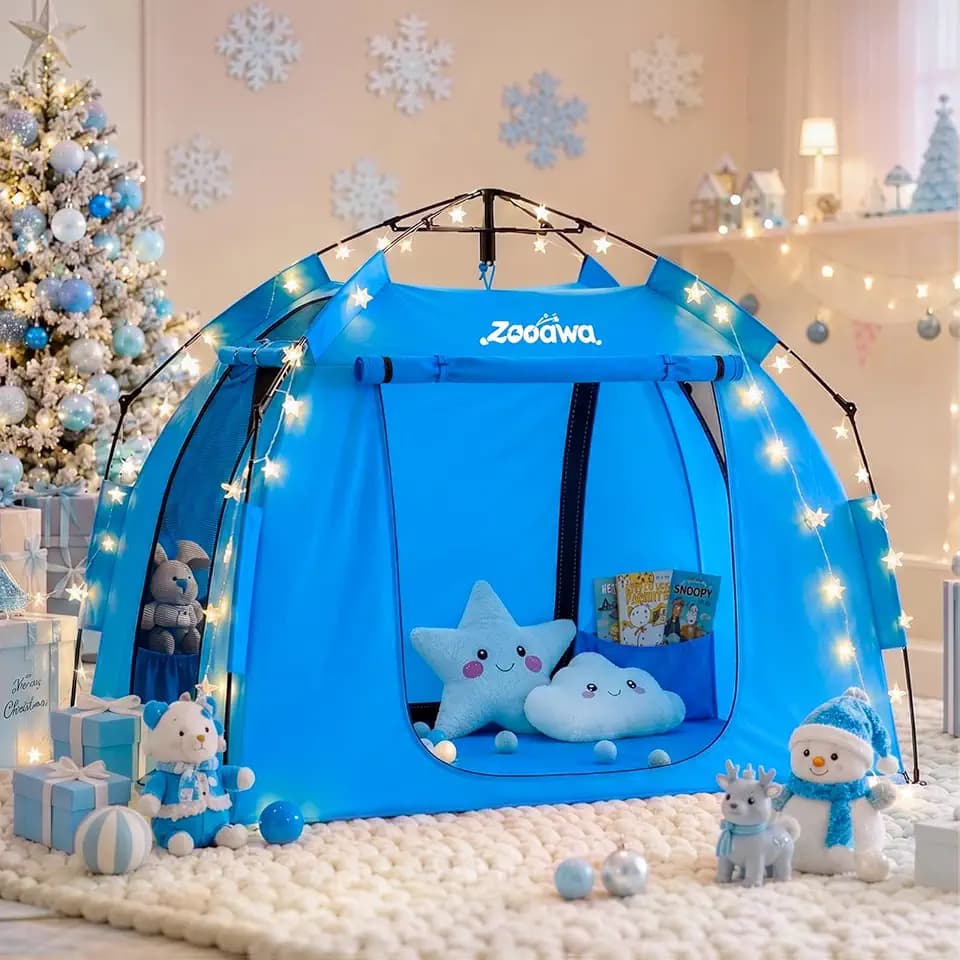 Large Kids Play Tent with LED Strip Lights Pop Up Playpen Indoor