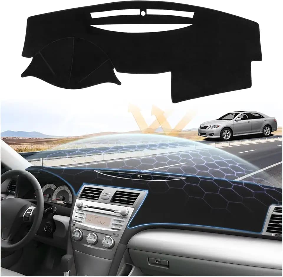Sunsdrew Black Dash Cover for 2007-2011 Toyota Camry Dashboard Cover Mat