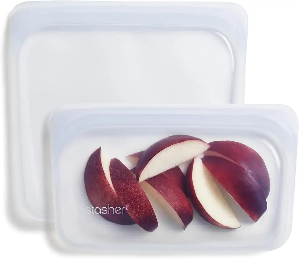 Stasher Reusable Silicone Food Storage Bags, Snack, Sandwich 2-Pack, Clear