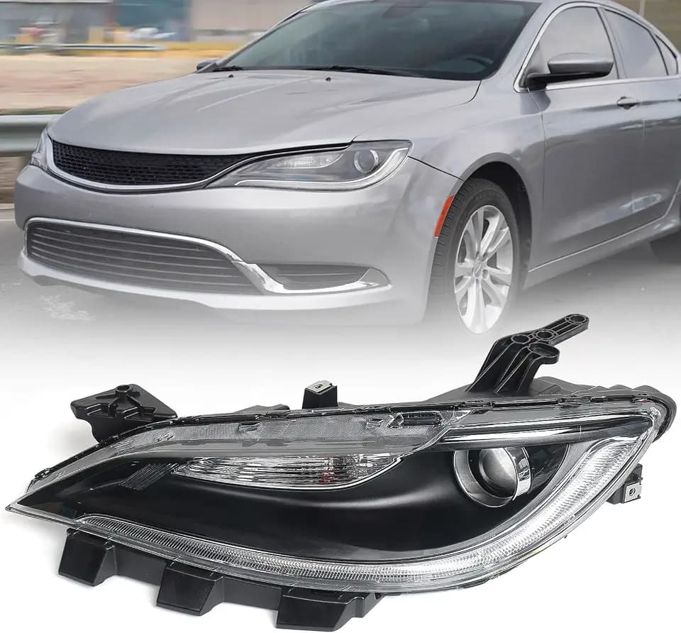 Huray Halogen Headlight for Chrysler 200 2015-2017 w/LED DRL Black Bezel LH