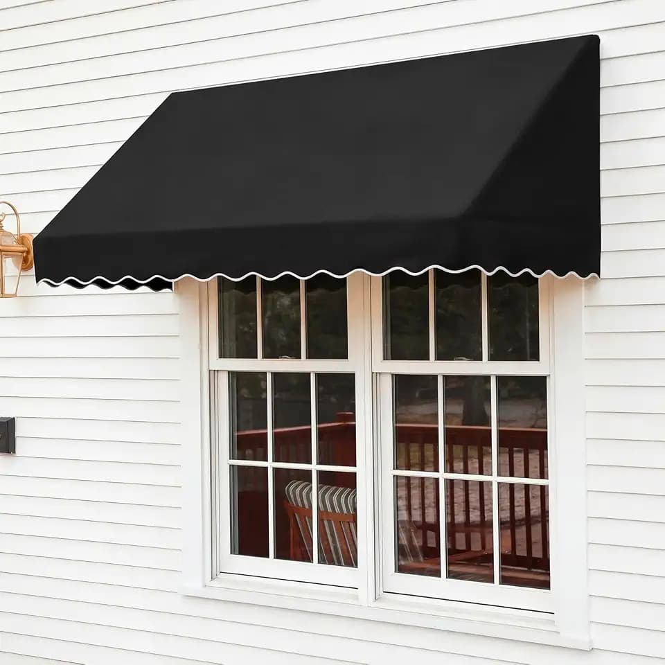 6ft Door Window Awning 71.65" w x 30" d Black Fabric Outdoor Patio Canopy