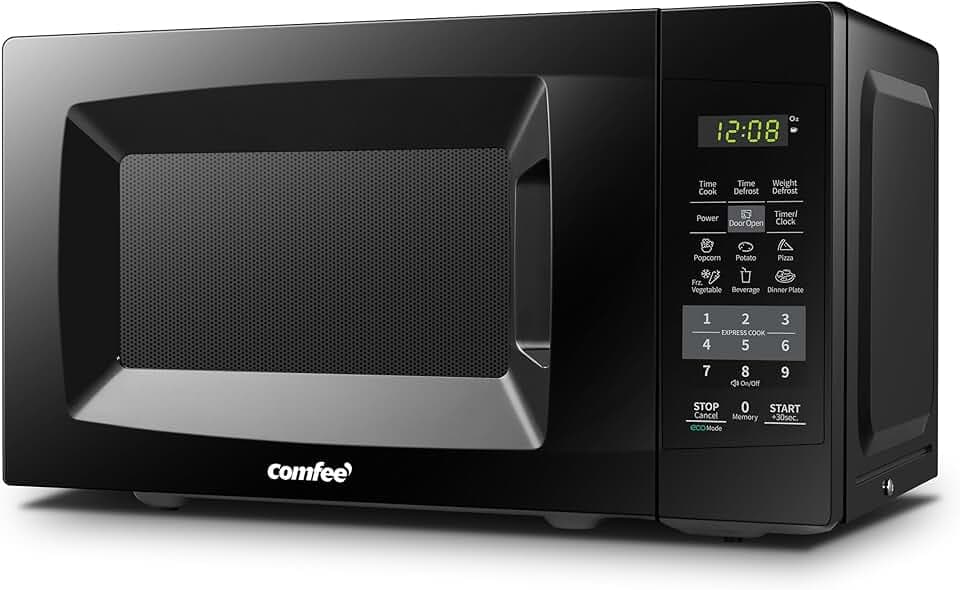 COMFEE' Countertop Microwave Oven, 0.7 Cu.Ft, 700W, Black, ECO Mode
