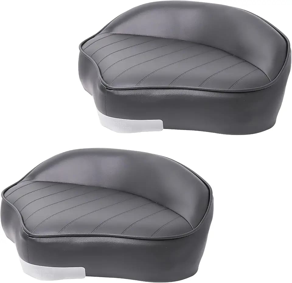 Casting Boat Seat, Pro Casting Deck Seat for Fishing Jon Bass Boat, Marine-Grade Vinyl Exterior Universal Casting Seat Boat Butt Chair, 15”W x 11”D x 6”H, 2-Pack, Black