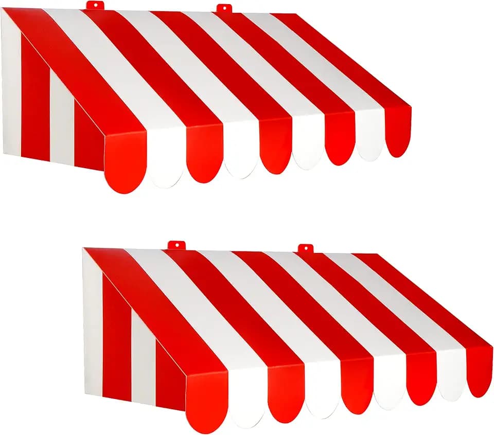 Beistle 3-D Red & White Awning Wall Decorations 24.75 Inch, Pack of 2