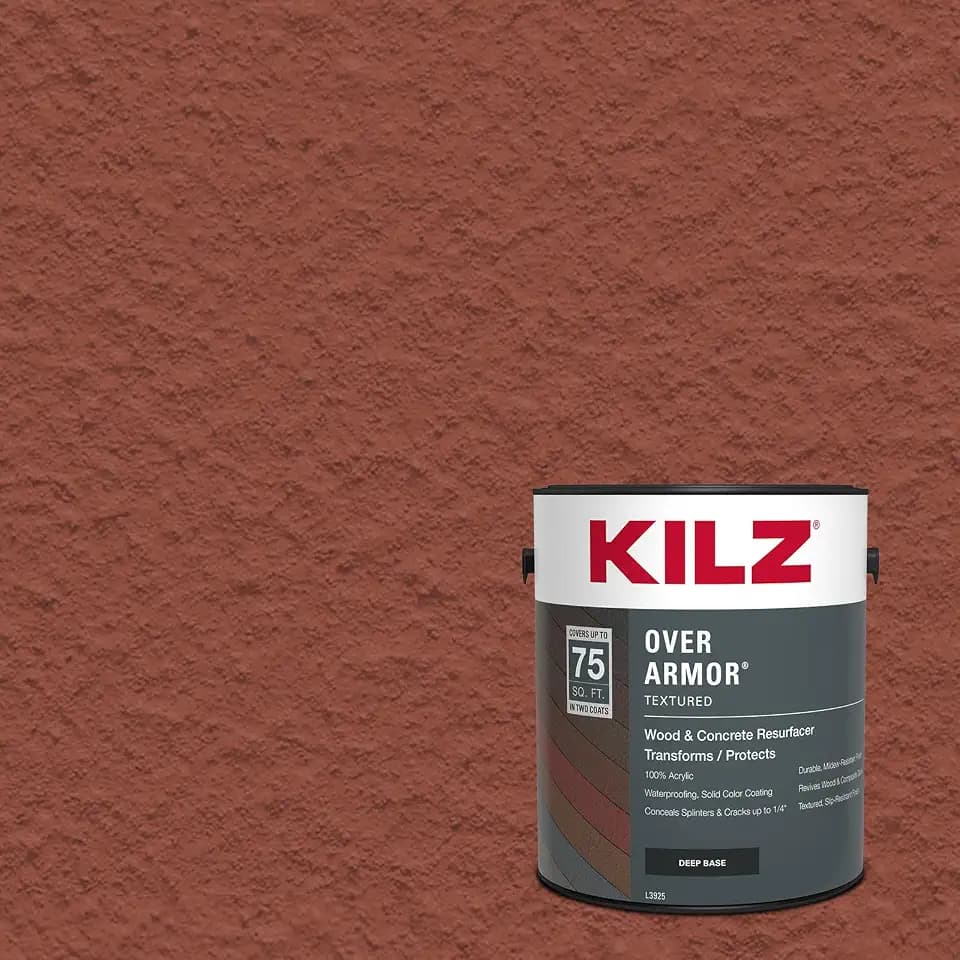 KILZ Over Armor Textured Solid Coating Resurfacer, Redwood, 1 Gallon