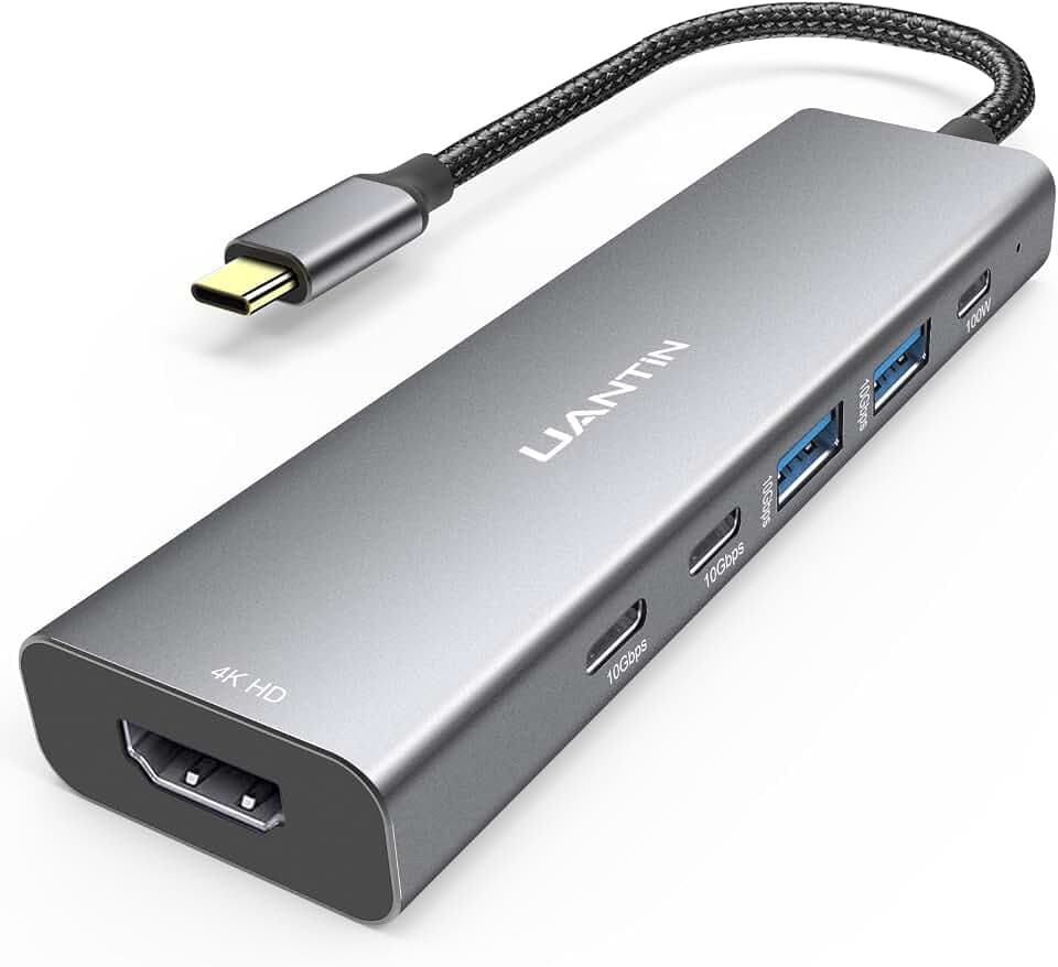 UANTIN USB-C Hub, 6 in 1 Multiport Adapter for Laptop/Mac Type C Devices