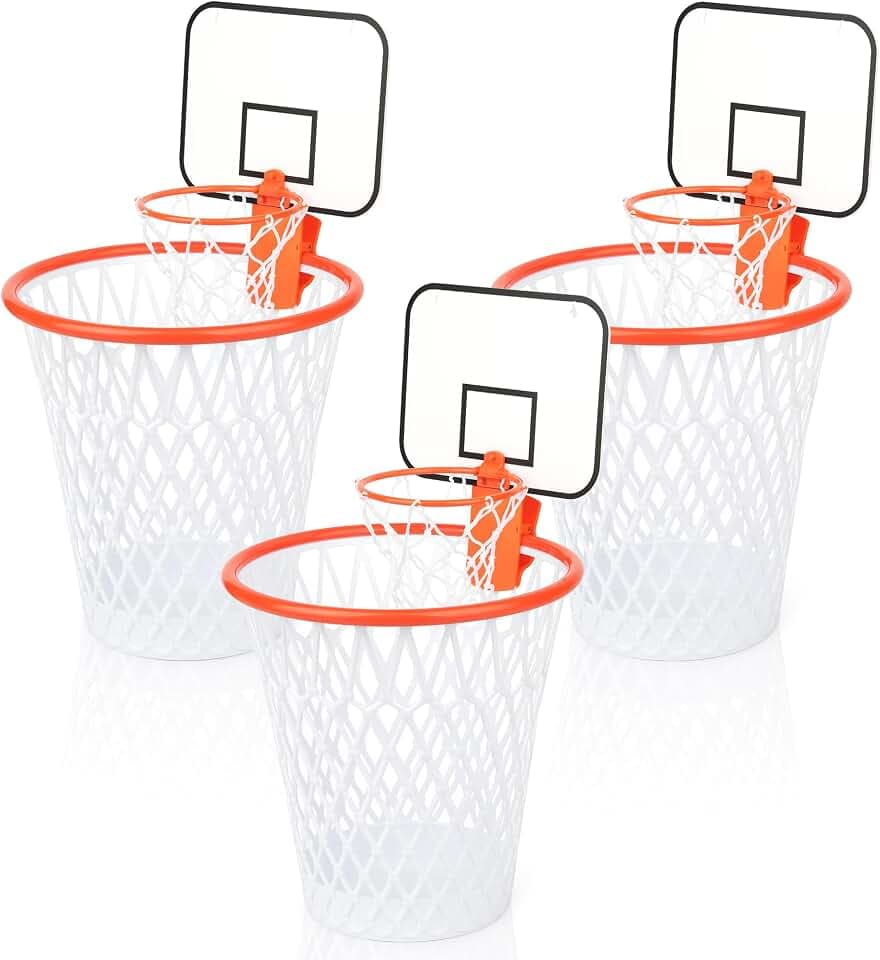 3sets Basketball Trash Can with Basketball Hoop,Mini Basketball Hoops,Basket-Ball Wastebasket Includes Clip On Basketball Hoop,Fun Basketball Gift,Garbage Can for Office,Classroom, Living Room,Gym