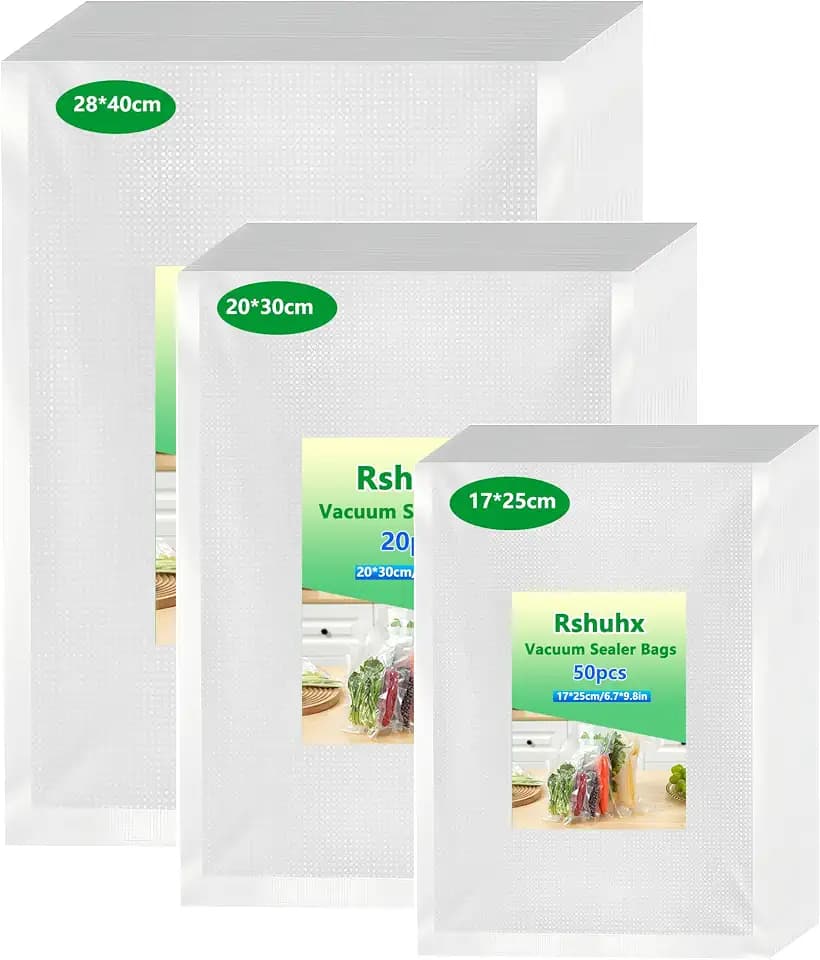 Vakuumierbeutel 200µm 80 Beutel Vakuumbeutel für Lebensmittel 17x25cm (50)+ 20x30cm (20)+ 28x40cm (10) für alle Vakuumiergerät und Sous Vide Geeignet Gefrierbeutel BPA-frei für Kühlschrank
