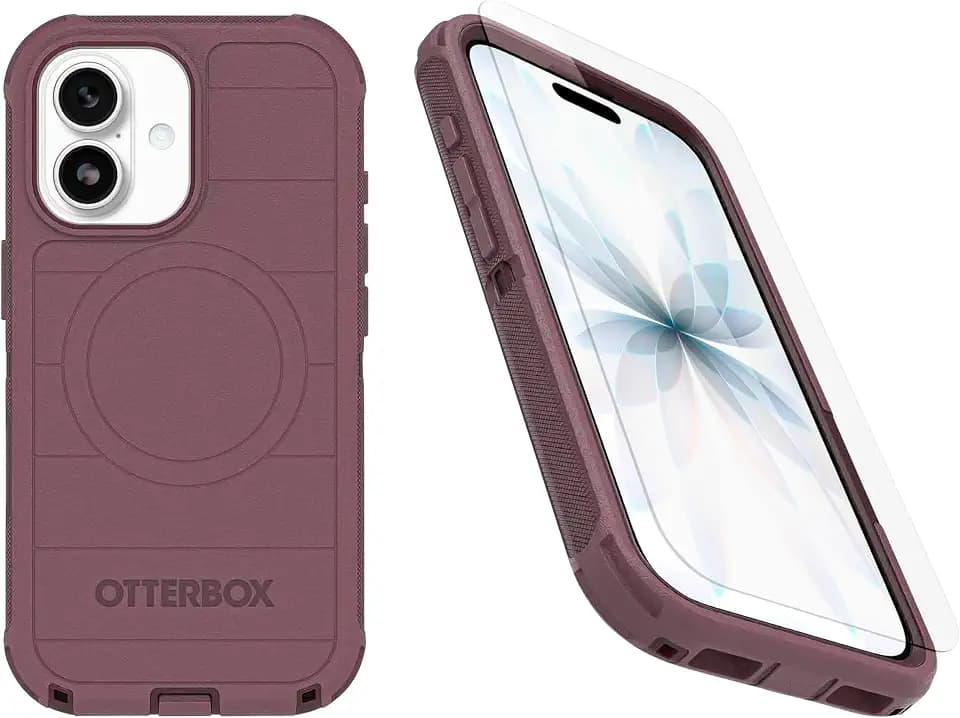 OtterBox iPhone 17 (Only) Bundle: Defender Series Case & Screen Protector - Purple Mystery - Case Only - Snaps on MagSafe - Tough - Rugged & Durable