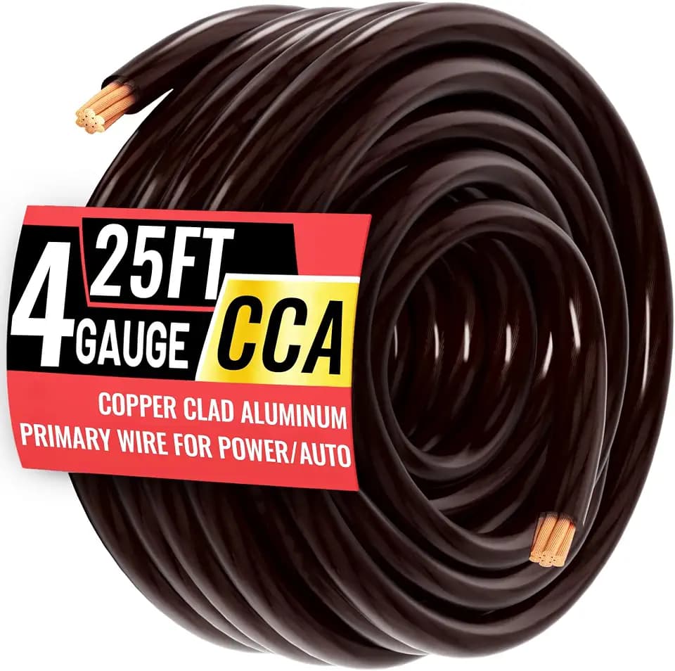 Energeaster 4 Gauge Wire 25FT Black CCA Battery Cable, Automotive Wire