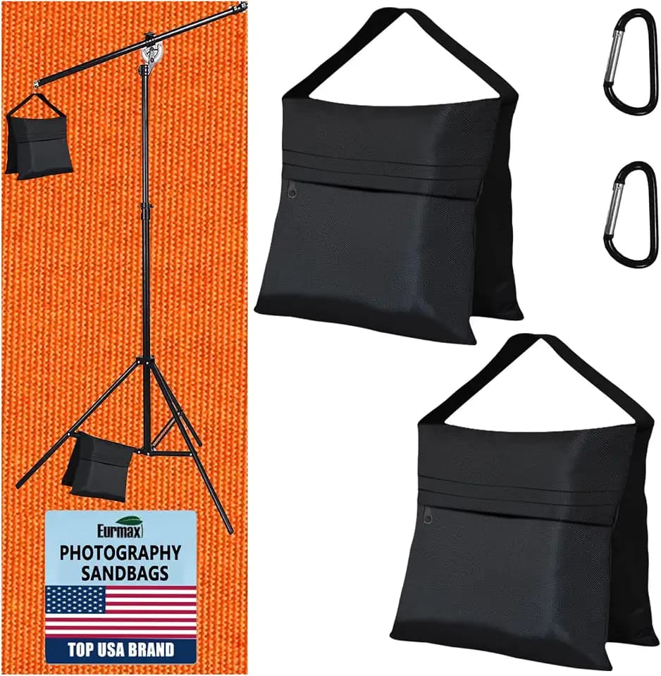 Eurmax USA 2-Pack Sandbag Weights,Photography SandBags for Light Stands and Video Equipments,Heavy Duty Saddlebags for Backdrop Stand,Tripod,Canopy,Umbrella Base,Fishing Chair and Picnic Table
