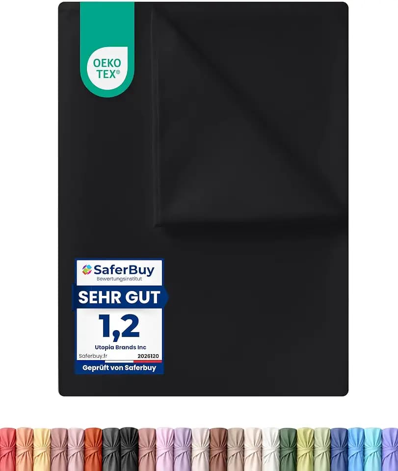 Utopia Bedding - Bettlaken ohne Gummizug - 270x290cm - Schwarz