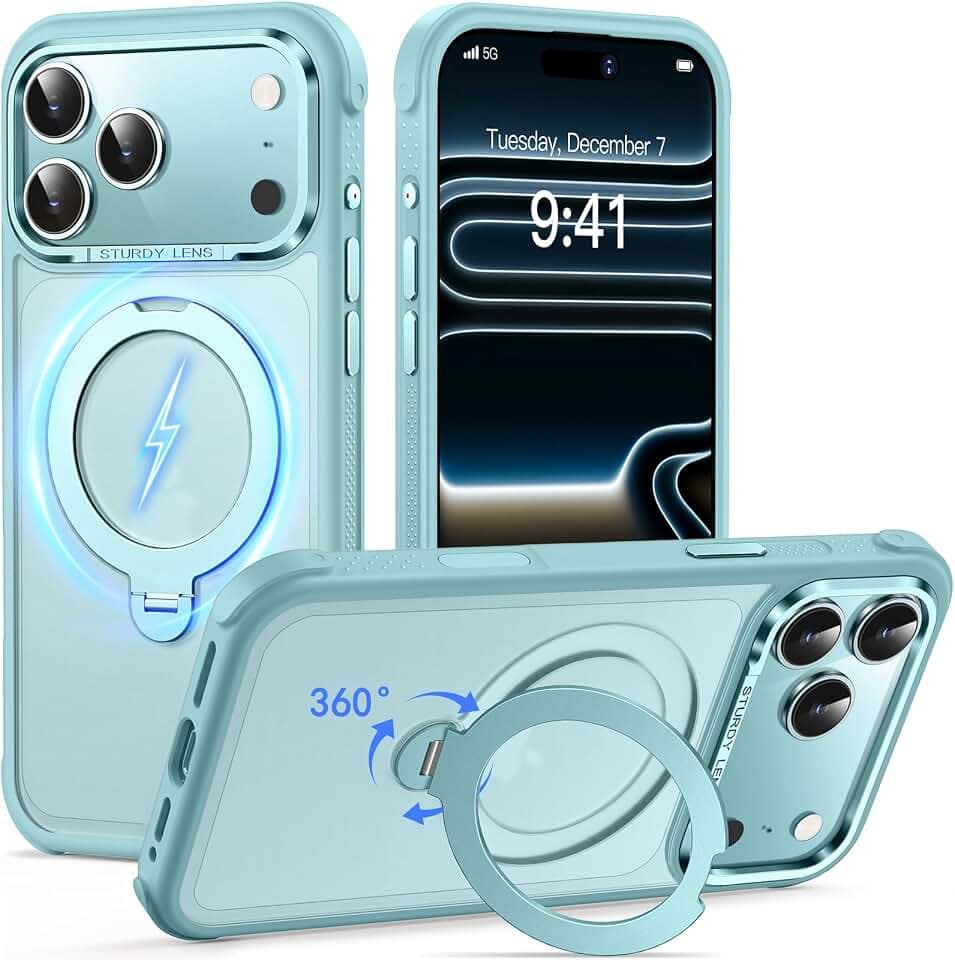 Magnetic for iPhone 17 Pro Max Case with 360° Spin Stand - 6.9", Blue
