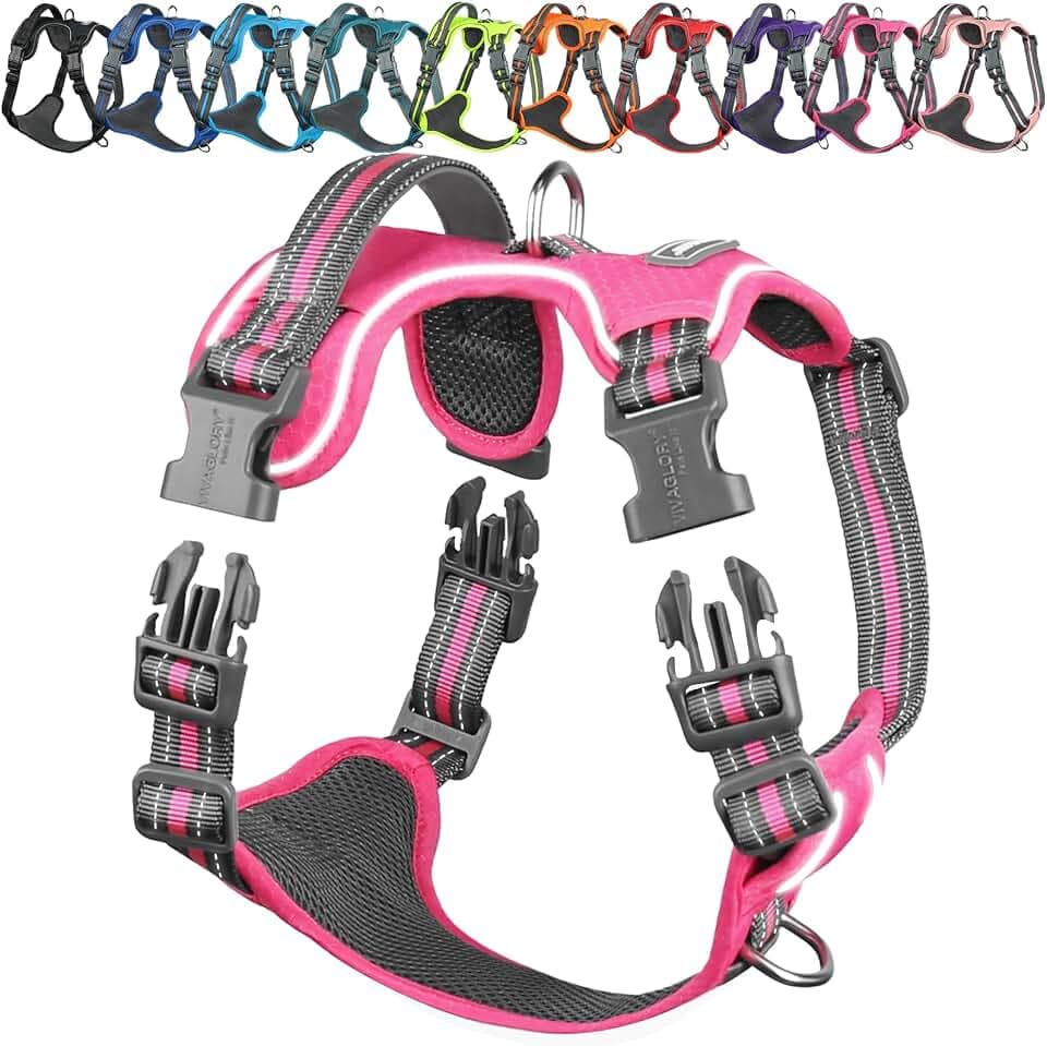VIVAGLORY Anti Zieh Geschirr für Hunde Hundegeschirr, XS, Rosa, A