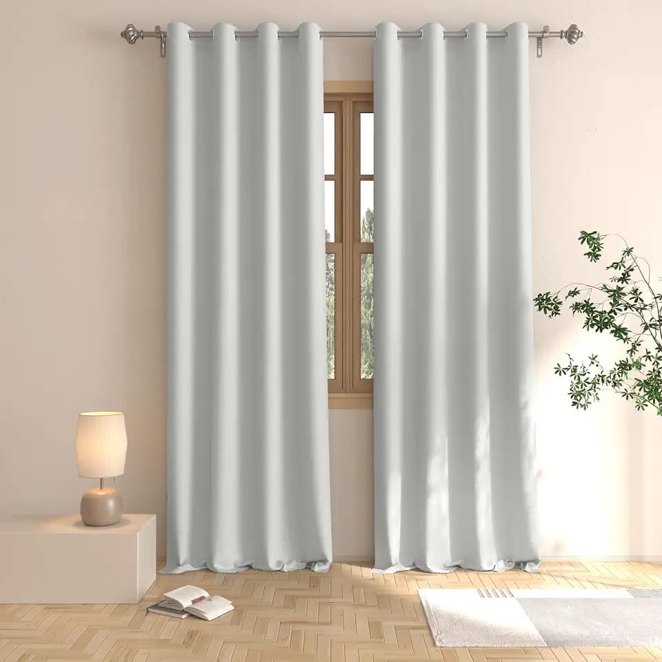 Light Grey Room Darkening Curtains 92 inches Long Window Curtain Panels Living Room Divider Patio Doorway Sliding Glass Door Grommet Top Thermal Insulated Drapes Bedroom Basement 2 Panels 52"x92"