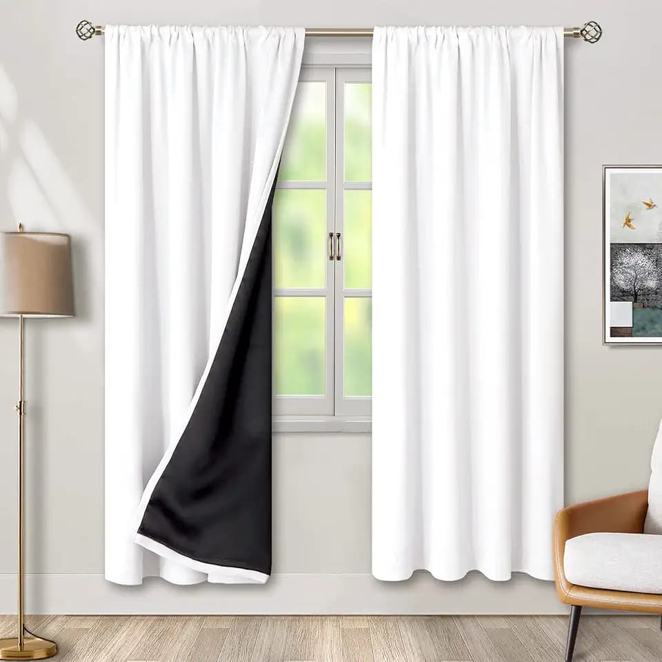 BGment White Blackout Curtains for Bedroom 84 Inch Long 2 Panels