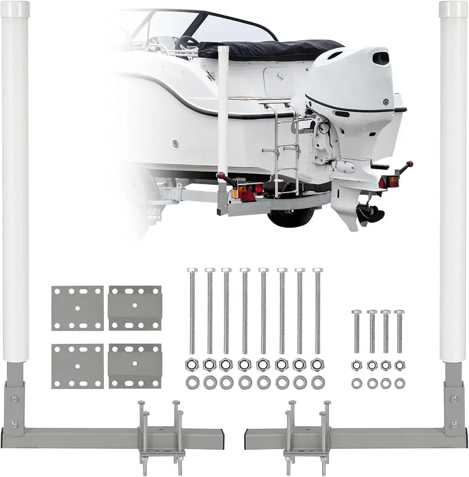 Garvee 2PCS Boat Trailer Guides, 20 in Inch Carpeted Guide On Tilting Side Bunks, 2 Foot Bunk Boards Kit, for High Beam, Box or C-Channel Trailers with Mounting Frames and Hardware
