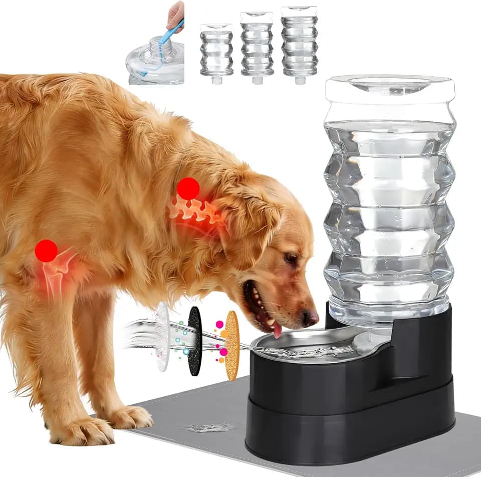 RIZZARI 9L Elevated Dog Water Dispenser: Large Stainless Steel Bowl