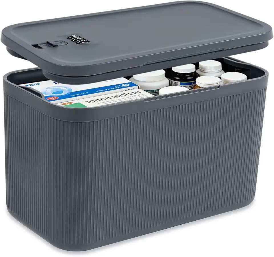 Upgraded Taller Lock Box for Medication, Phone Jail & Snacks – Large Lockable Storage Box with 3-Digit Combination Lock, Food-Safe BPA-Free Plastic– Medicine Lock Box for Home, Fridge, Travel
