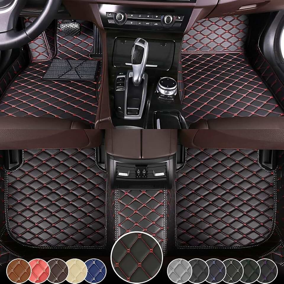 Floor Mats for Toyota Corolla 2014-2018 Nappa Leather-Black Red