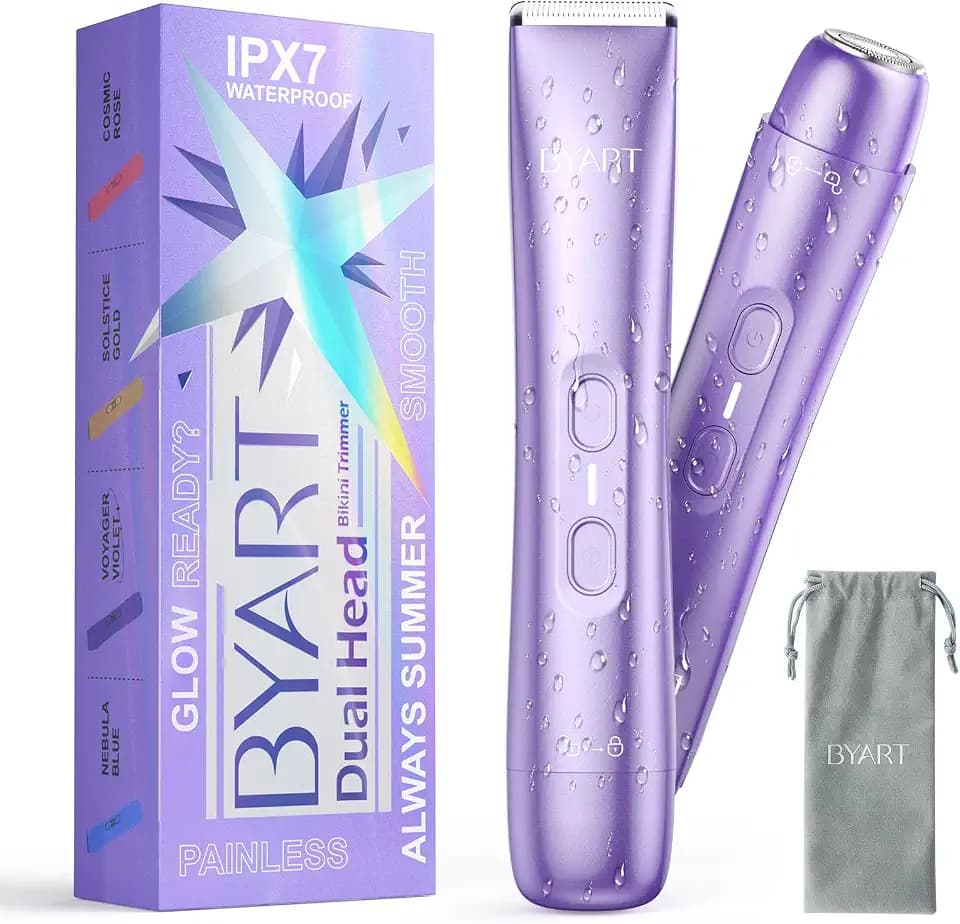 BYART 2-in-1 Dual Head Bikini Trimmer for Women, Electric Razors, Gifts