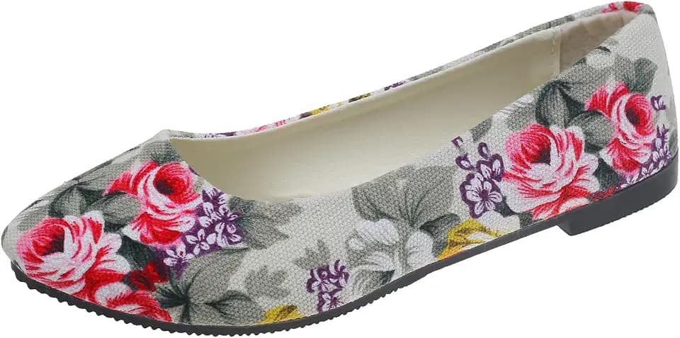 Damen Blumen Bedruckte Ballerinas, Damen Casual Komfort Runde Zehe Flache Pumps Mädchen Elegante Blumendruck Flache Schuhe Büroschuhe Fahren Loafers Hochzeit Wohnungen