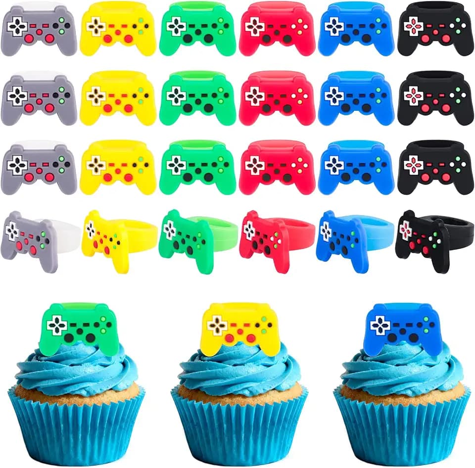 30pcs Video Game Cupcake Toppers Videos Gaming Cupcake Toppers Picks for Kids Baby Shower Video Theme Party Decorations Supplies (Video)