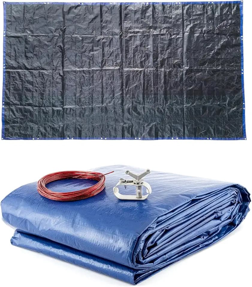 Winter Poolabdeckung, Sommer Poolabdeckung, 2-in-1 Poolplane aus 200g/m² PE Material, UV-resistente Sommer & Winter Solar Abdeckplane, Winterabdeckung, Sommerabdeckung (460 x 260 cm)