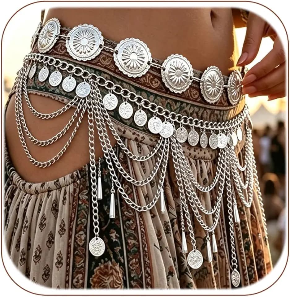 14K Gold Plated Waist Chain for Women, Multi-Layer Belly Belt Chains