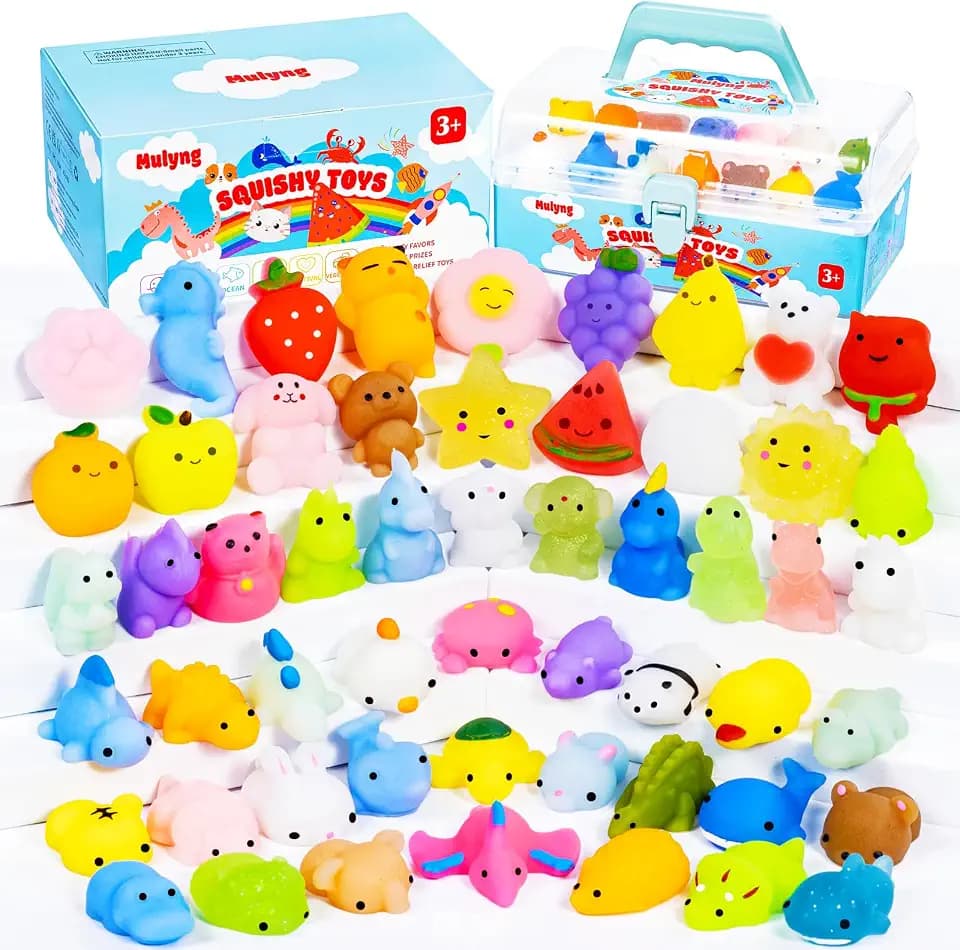 Mochi Squishy-Spielzeuge, Kawaii Squishies Fidget-Spielzeuge für Kinder als Partygeschenk, Weihnachts- und Geburtstagsgeschenk, Ostertüten-Füller, Klassenzimmerpreise, keine Duplikate (80 Pack)