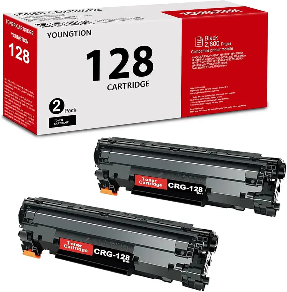 128 Black Toner Cartridge High Yield (2-Pack) Compatible 128 Toner Cartridge Replacement for Canon 128 Toner Cartridges for imageClass MF4450 MF4700 MF4800 D500 FAXPHONE L100 L190 Printer